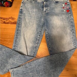 Fidelity Light Blue Jeans with Red and White Heart Details
